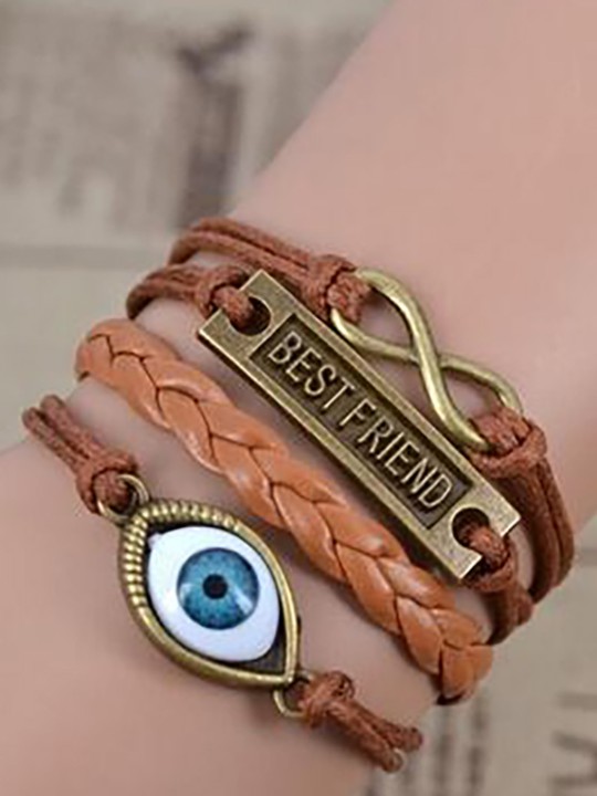NY DIY Smycken mode Ögonstil Läder Söt Infinity Charm Armband U plocka