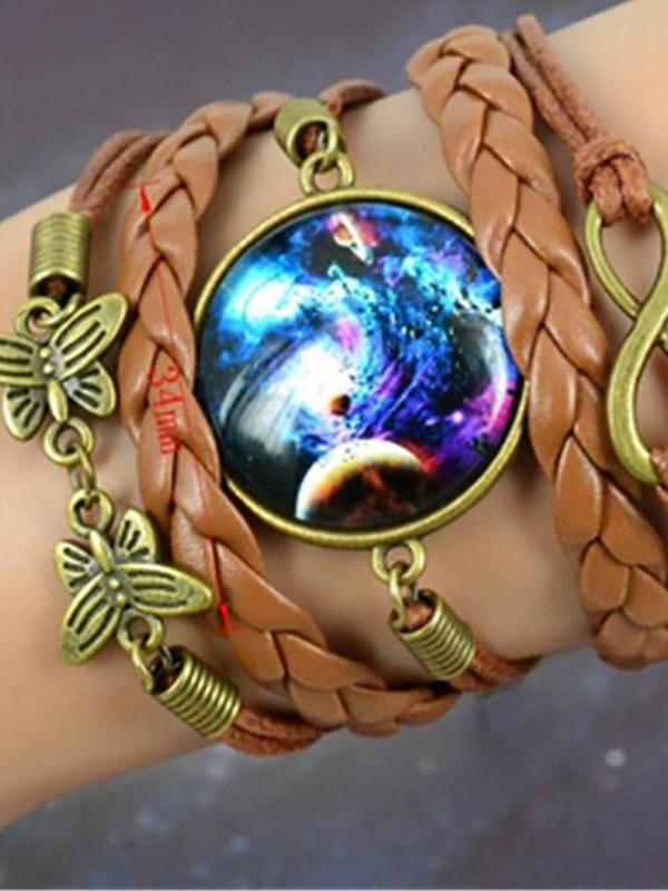 NYA män kvinnor armband smycken mode armband härlig rymd hänge mocka läder armband armband gåva