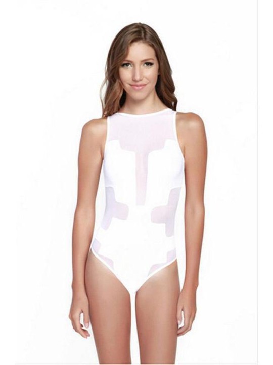 Novas Mulheres Moda Verão Sexy Triângulo Perspectiva Swimwear Malha Redonda Rodada de Volta One-Piece Monokini