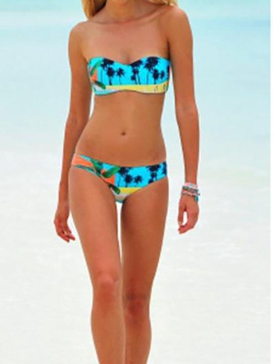 Nuevas mujeres de moda de verano Bandeau Top sexy traje de baño Tankini SwimSuit dos piezas