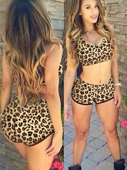 Traje de baño atractivo del tanque del patrón del leopardo del verano de la nueva manera de las mujeres SwimSuit dos pedazos