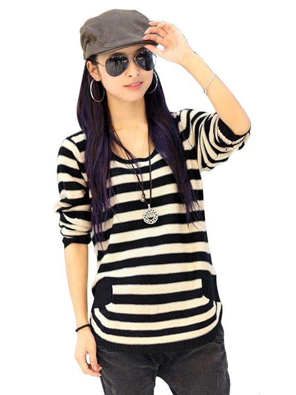 Suéter de mujer Navy Stripes Pullovers de punto de invierno Casual usa suéteres de manga larga y cárdigans