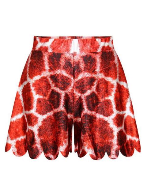 Sumargíraffi kvenna Stafrænt prenta Sætur stuttbuxur pils (rauður)