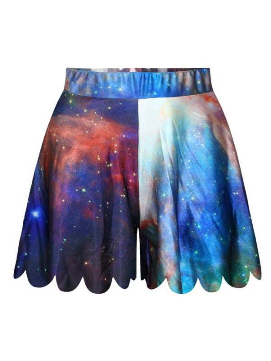Jupe courte d&#39;été pour femmes Galaxy Digital Print Cute Shorties