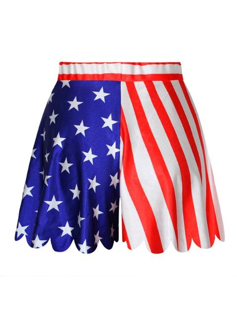 Stars &amp; Stripes -Trendy Moda de verano de mujer Digital Print Cute Shorties One Size Shorts Falda