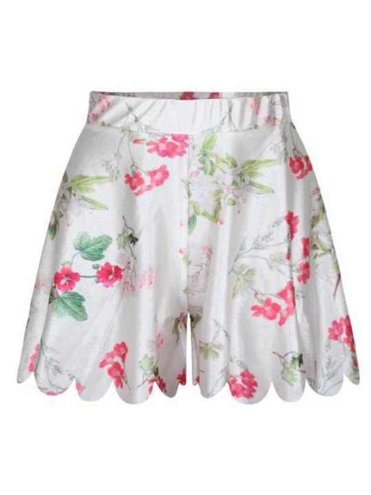 Orquídea de Verão das mulheres Impressão Digital Shorties Shorties Shorts Saia (Branco)
