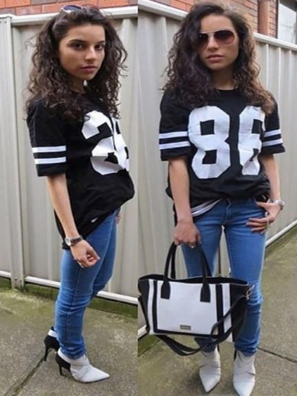 Oversized Namorado Womens 86 American Baseball T-shirt Top Moda Verão