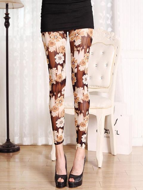 Neue Mode Frauen Sexy Floral Printed Gaze Leggings
