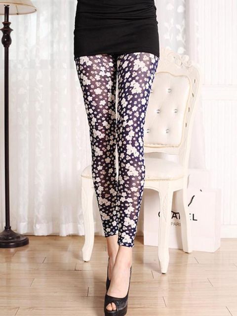 Ny mode kvinder sexet blomsterprintet gaze leggings