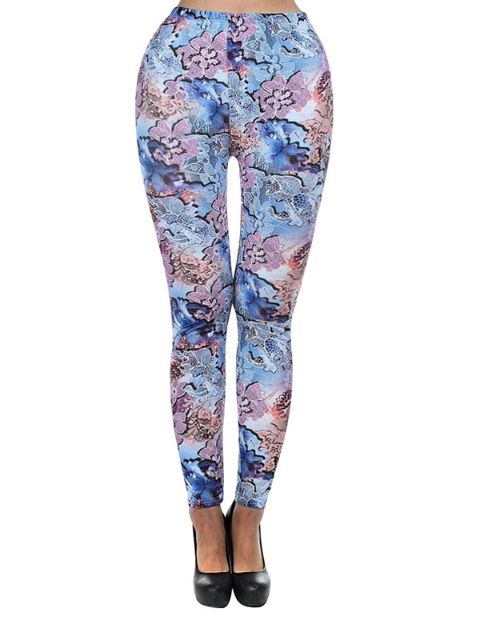 Hiphop Punk GLÜCK Blumenspitze Bunte Weed Stretch Bodycon Leggings Strumpfhosen Hosen