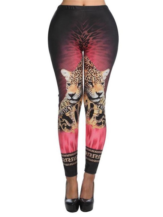 Spandex Slim Footless Digital Animal Patterns Design Print Ankel længde Leggings Tights