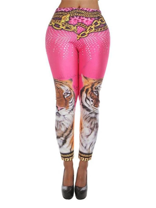 Womens Tiermuster gedruckt Tiger Print dünne dünne Leggings Hosen Strumpfhosen