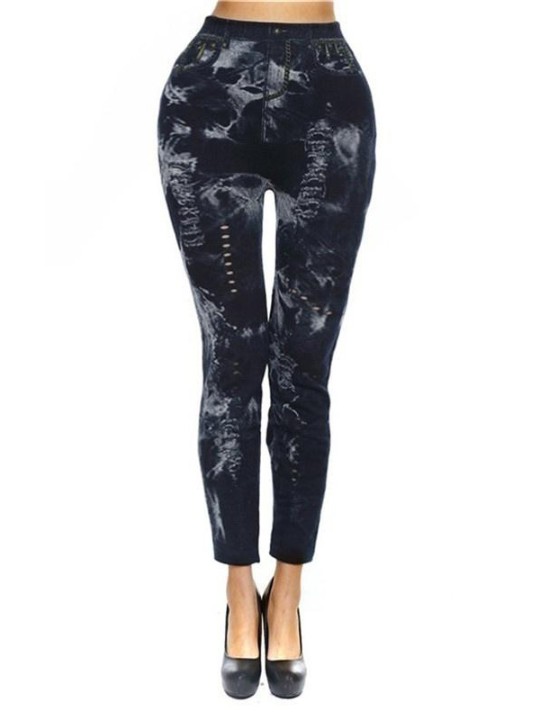 Tíska stílhrein kynþokkafullur horaður Slim fit teygjanlegur denim leggings sokkabuxur