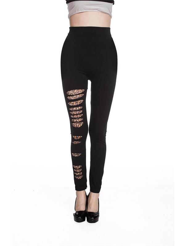 Trendikäs seksikäs mustan naisen puuvillasekoitettu pehmustettu ohut fit leggings housut sukkahousut