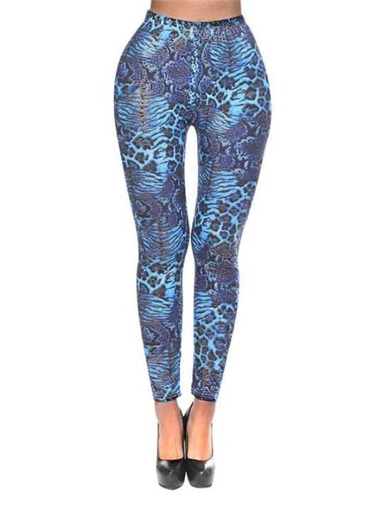 Women's Metalic Snake Leather Pattern Tie Dye Graphic Stretchy Tights Leggings Pants