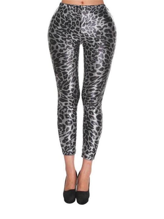 Women's Metalic Leopard Print Tie Dye Graphic Stretchy Tights Leggings Pants