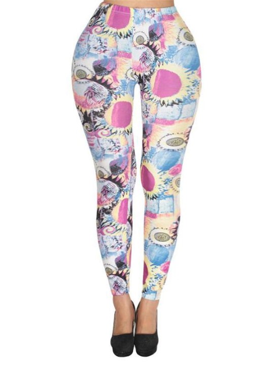 Pantalons de leggings imprimés Tie Dye Graphic Stretchy Tights de fleurs de soleil pour femmes