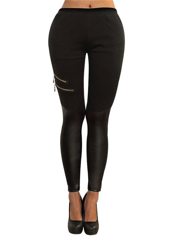 Zíper de couro feminino Tie Tie Dye Graphic Stretchy Calças Justas Leggings