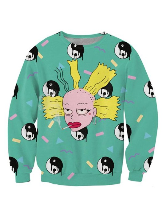Vårhöst Nytt mode Kvinnors 3D-tecknade tryck Tröjor Huvtröjor Tröjor Toppar Tröjor Huvtröja