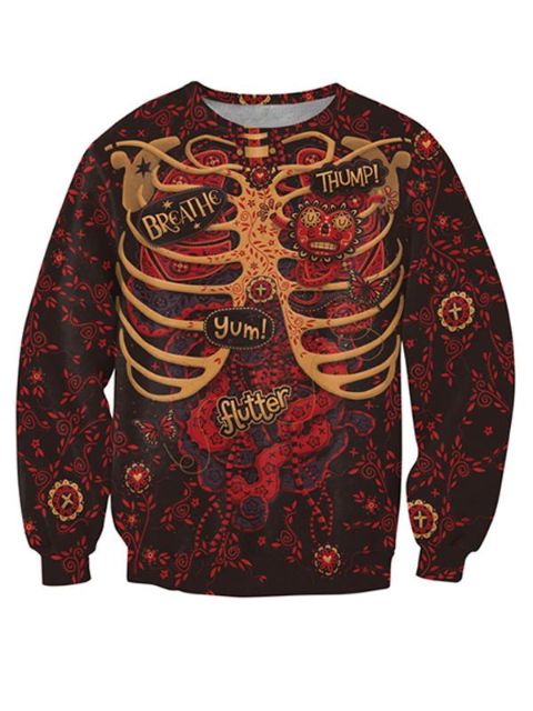 Kvinders forår efterår Ny mode 3D kranium print seje stilfulde Sweatshirts Hættetrøjer Pullovere Overdele Sweats Hoody