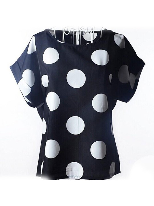 Women's fashion summer chiffon Circle t-shirts blouse casual wear vintage retro shirts & tops