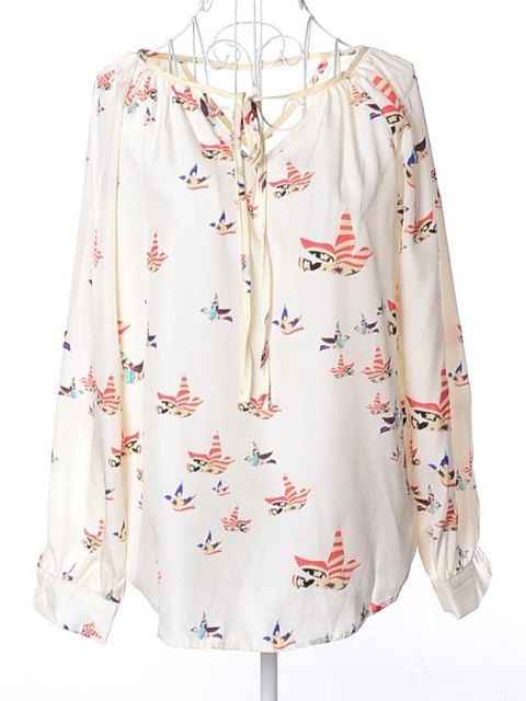 Frauen-Blumendruck-Oberseiten-Chiffon- Hals-Bluse Sleeveless beiläufige Blusen