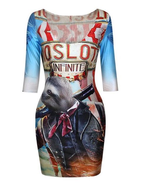 Women's Infinite  Digital Print Short Sleeve Dress Summer Clubwear Cocktail Party