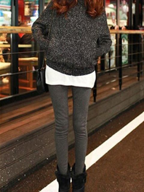 Women's Fashion Autumn And Winter Stretchy Thick Velvet Leggings With Side Zipper