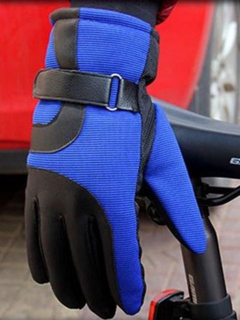 Mode Homme Chaud Ski Cyclisme Conduite Équitation Confort Gants Longs Écran Tactile-Bleu