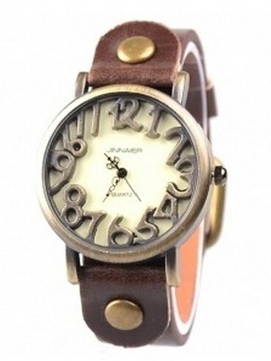 Sérstök merki ramma Analog stafrænt úr með PU leður kvennaúrum