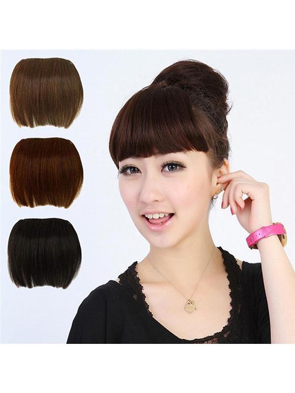 Women Beauty Fringe Hairpiece Straight Bangs Clip On Hair Extensions Neat Wigs In 3 color