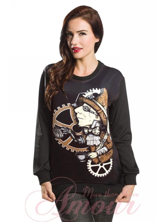 Sudadera con capucha gótica de STEAMPUNK MAD HATTER de las mujeres con estilo Sudaderas con y sin capucha para hombre