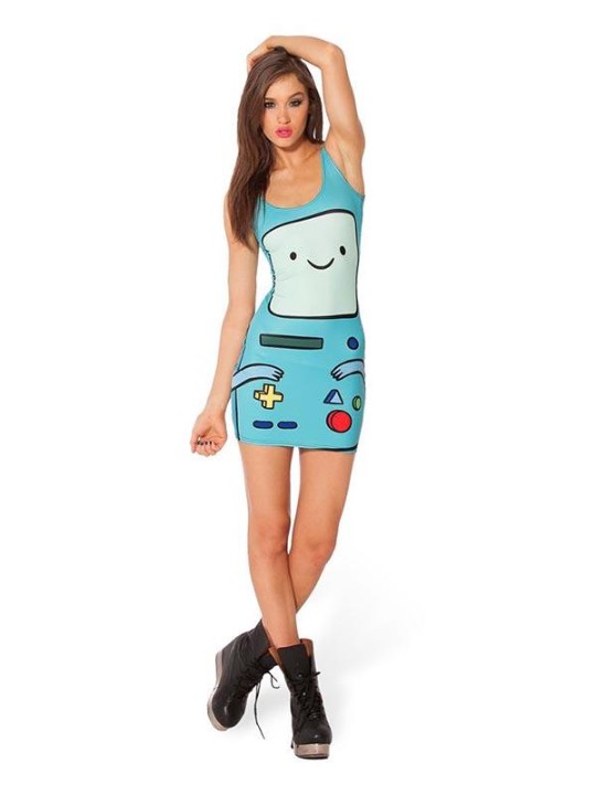 Celeb Inspireret Adventure Time BMO Digital Print Kjole Bodycon Clubwear Ball Party