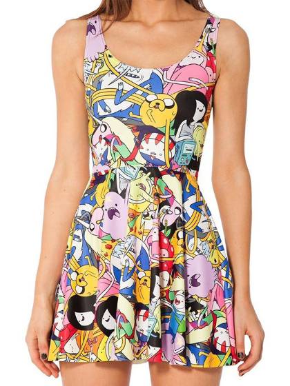 Höstmode 3D Digital Print Skater Dress Clubwear Ball Party