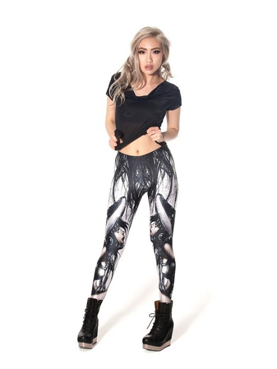 Trendiga Montage Digital Print Dam Tights Byxor Leggings