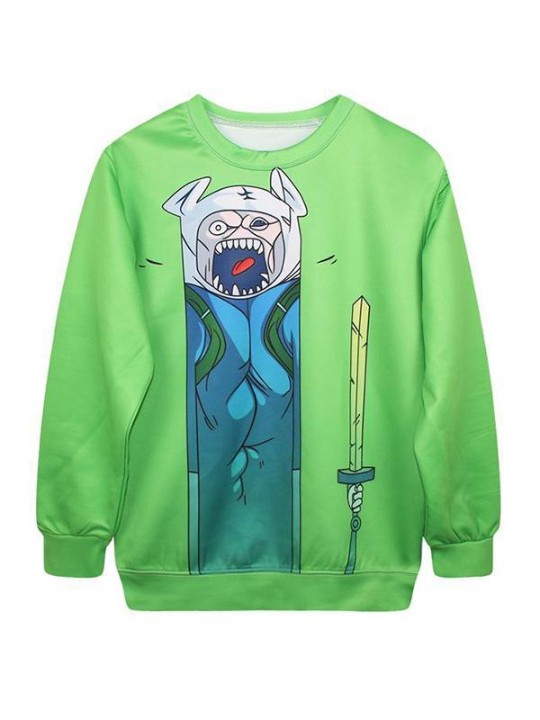 Sweats à capuche et sweats à capuche imprimés numériques Punk Finn pour femmes (vert)