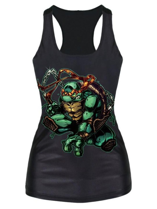 Womens Fashion Cult Ninja Turtle Digital Print Tank Tops Gothic Steampunk T-shirts