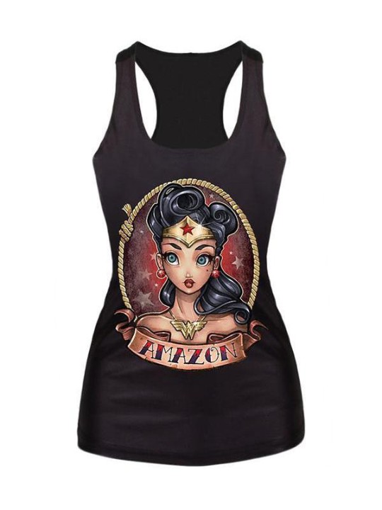 Naisten digitaalinen 3D-painatus Tank Top Clubwear Tank Crop Topit (musta) Gothic0909