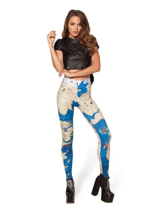 Kvinnamode slim fit Digital Print Leggings Byxor Tights