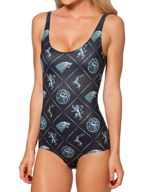 Digital Print Game of Thrones Clash of King Romper Teddy Monokini Swimwear