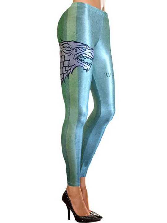 Naisten Slim Fit Digital Stark Print High Waist Leggings -kynähousut