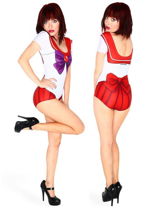 Frauen Bikini Mode Sailor Moon Digital Print ein Stück Bademode Strand Bodysuit