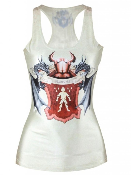 Camiseta estampada con estampado digital de Game of Thrones Camiseta clubwear con estampado gótico Clubwear