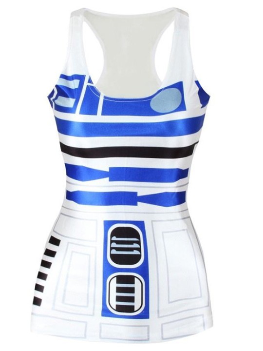 Moda Artoo Imprimir Clubwear Qualidade Regata Digital T-Shirt Do Punk Gótico