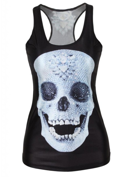 Qualität Digital Print Schädel Tank Top Clubwear Gothic Punk T-Shirt