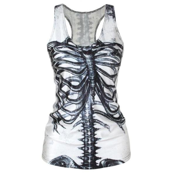 Kynþokkafullur klúbbur með klæðnað Prenta Röntgen-beinagrind og snákar Prentun Svartir skriðdrekar Efst Ný heit sölu Kvenföt