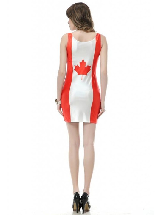 Vestido canadiense del tanque de la impresión digital de la bandera nacional de la MUJER de las mujeres de moda del verano Clubwear