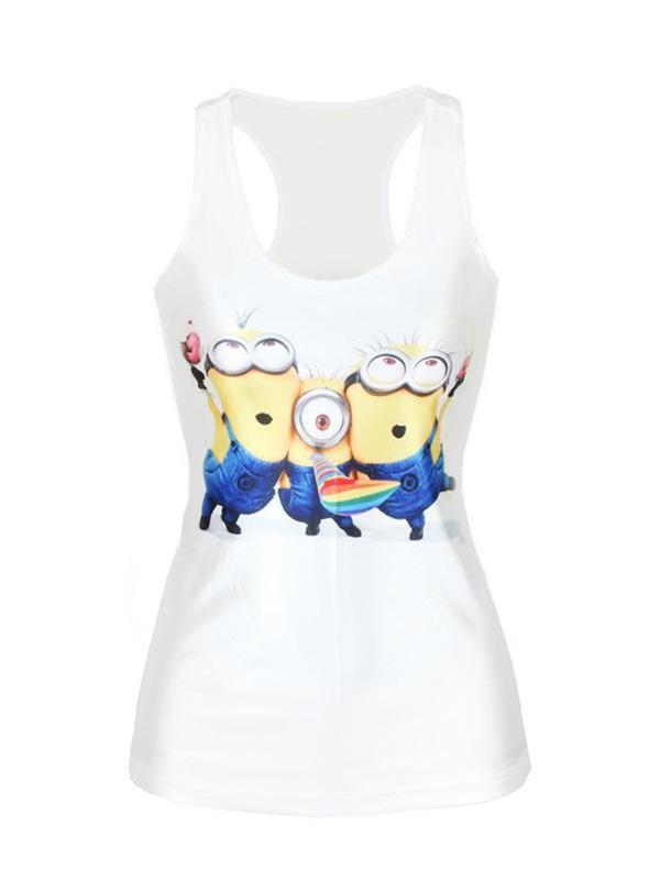 Kvinders søde billede Digital trykt ærmeløs T-shirt vest tank tops (hvid)