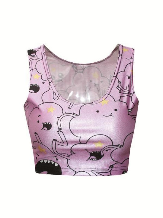 Dammodell Ärmlös 3D Digital Print Crop Top Tanks