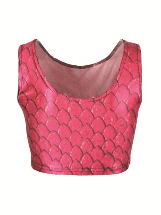 Women's Sleeveless game of thrones RHAEGAL DRAGON EGG Emotion Digital Print Crop Top Tanks (Pink)
